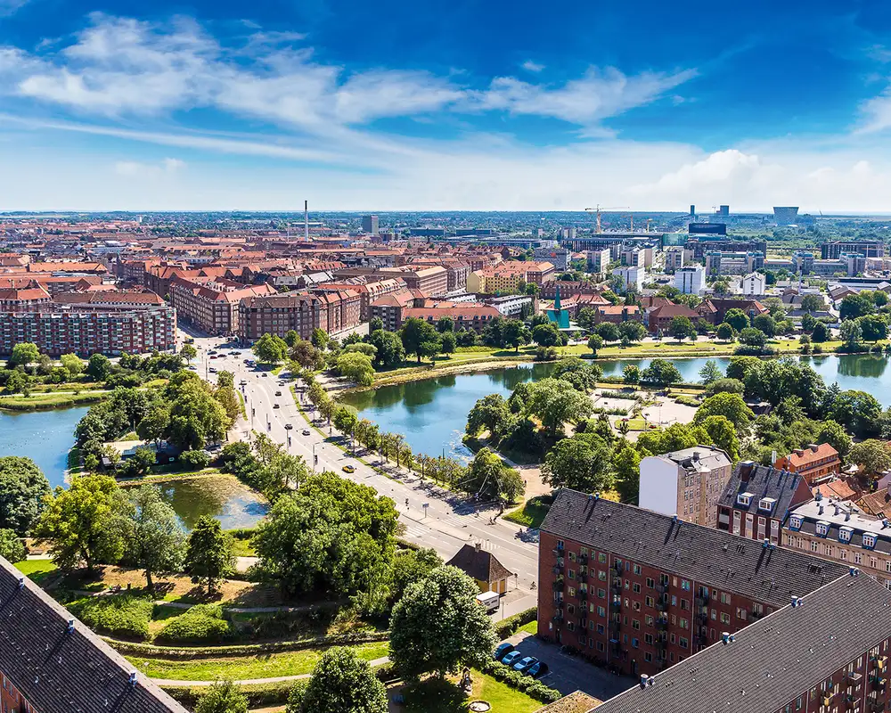 An aerial view of Copenhagen