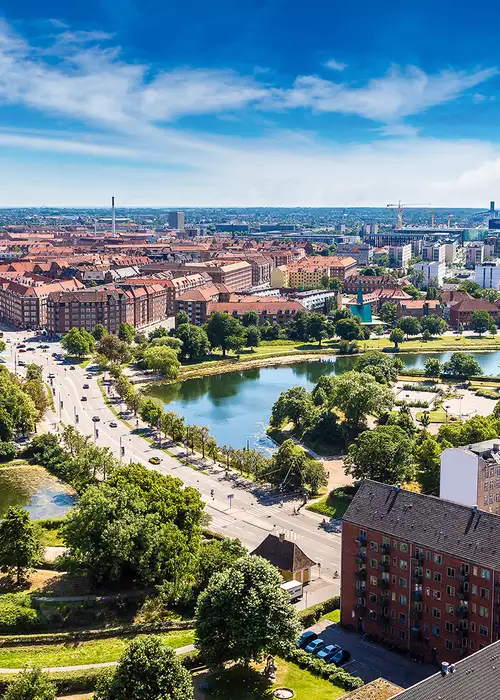 An aerial view of Copenhagen
