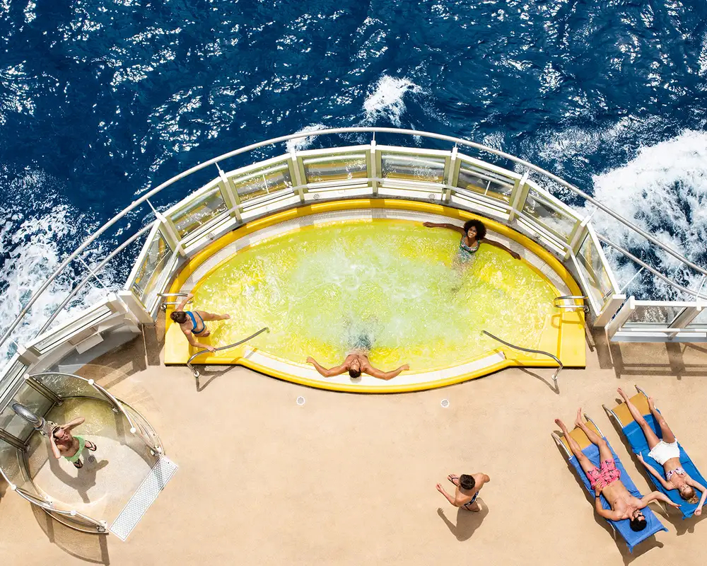 People relaxing in a hot tub aboard a costa ship
