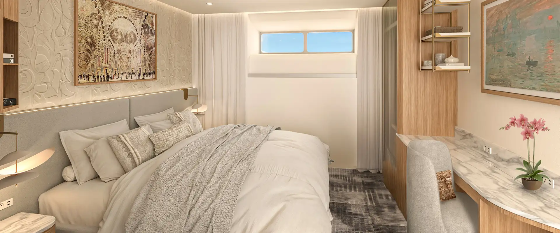 A View of a River View Room aboard the Celebrity Compass