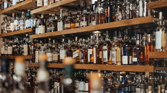 Shelves of Alcohol Bottles