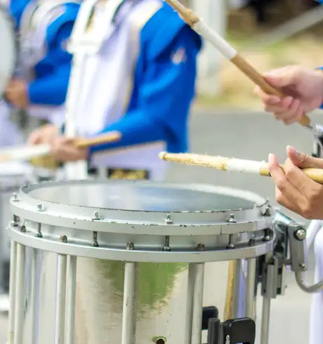 A drummer in a marching band