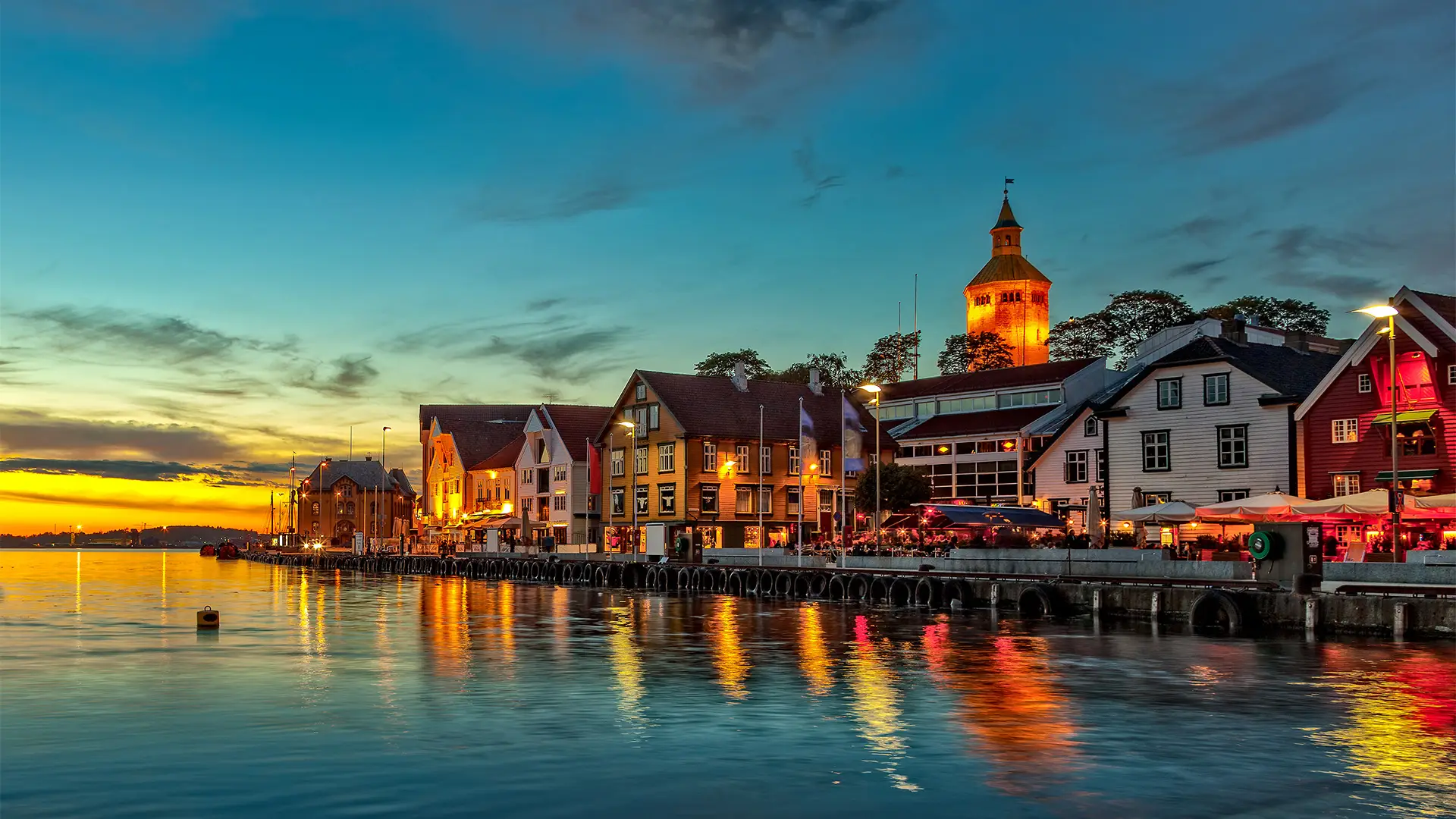 A View of Stavanger, Norway at Night
