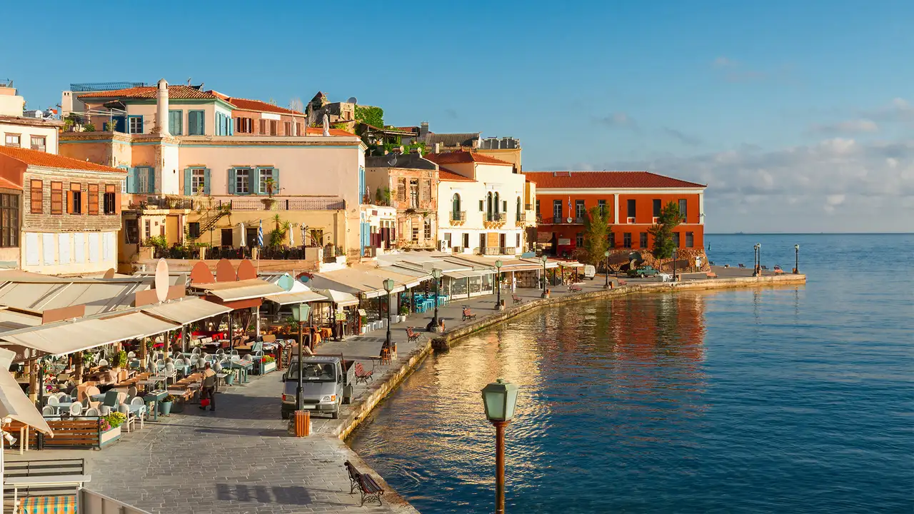 The Bay of Chania in Crete, Greece