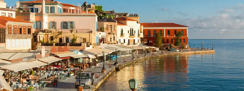 The Bay of Chania in Crete, Greece