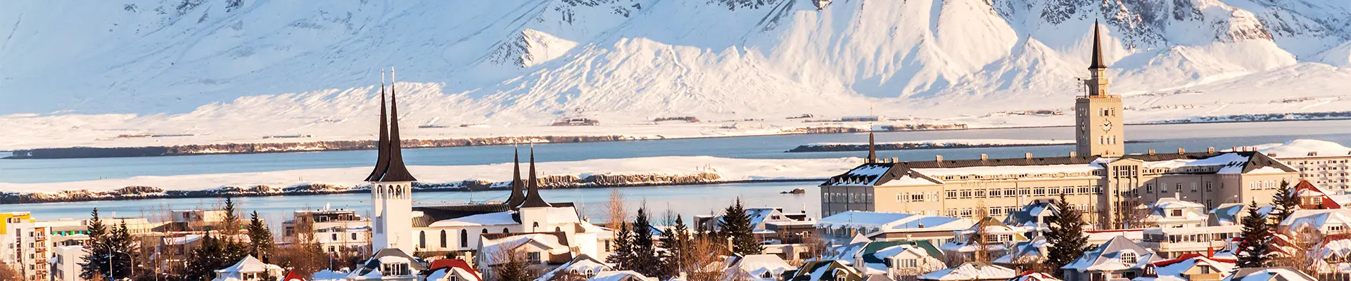 A View of a snow topped Reykjavik