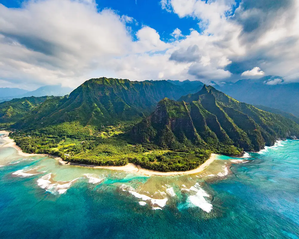 An Aerial image of Kauai in Hawaii