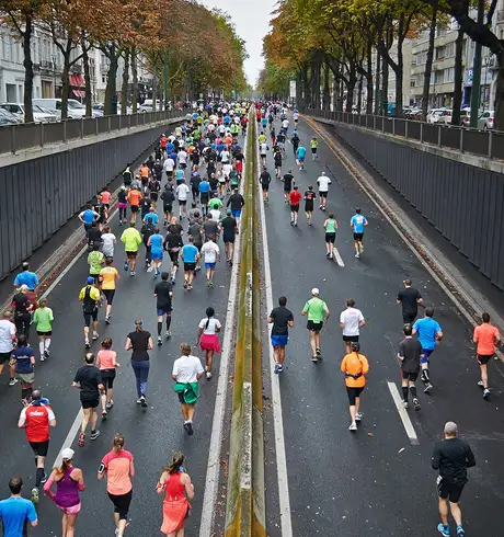 A view of people participating in a marathon