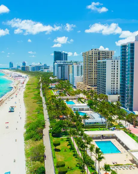 An Aerial image of South Beach in Miami, Florida