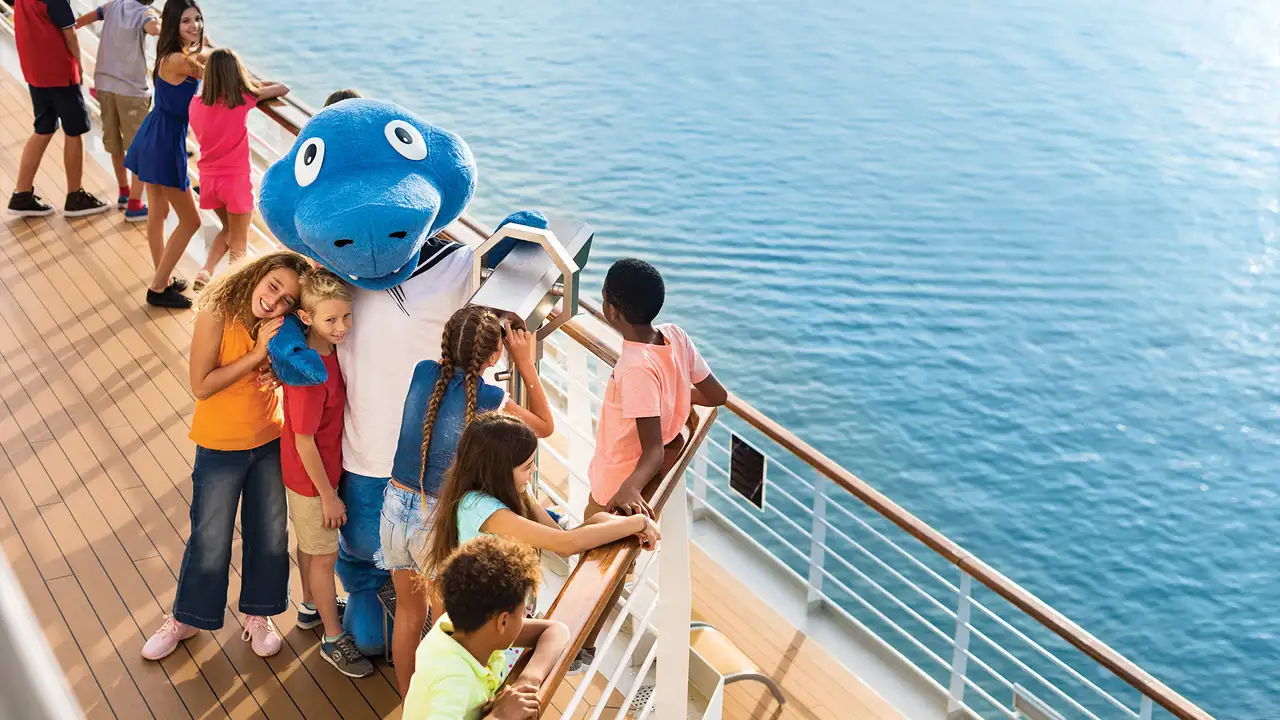 Children with a Costa Cruises Mascot
