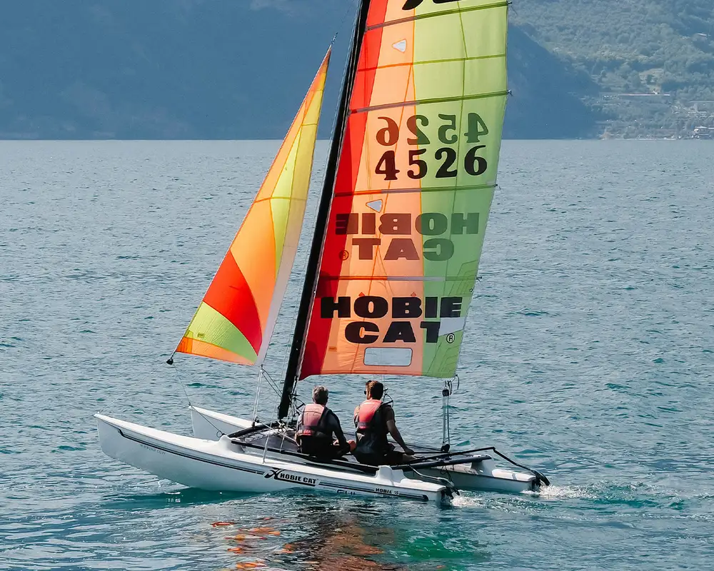 A boat sailing around Lake Garda