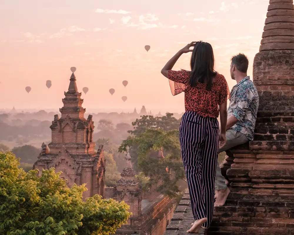 A Couple looking out over Cambodia