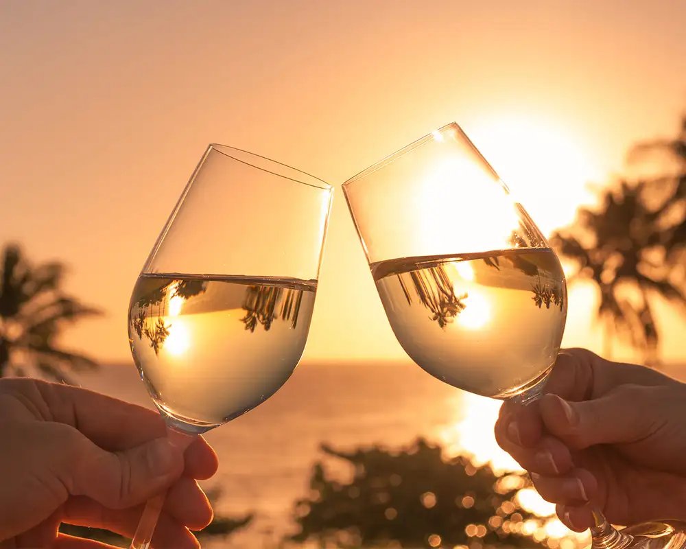 A Couple cheering Glasses of Wine
