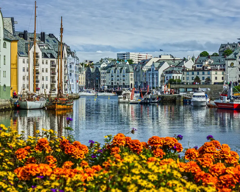 A View of a River in Alesund, Norway