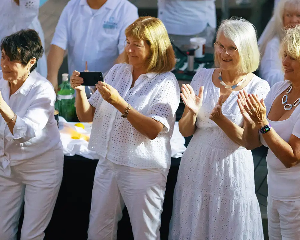 People at a White Night party on Azamara Cruises