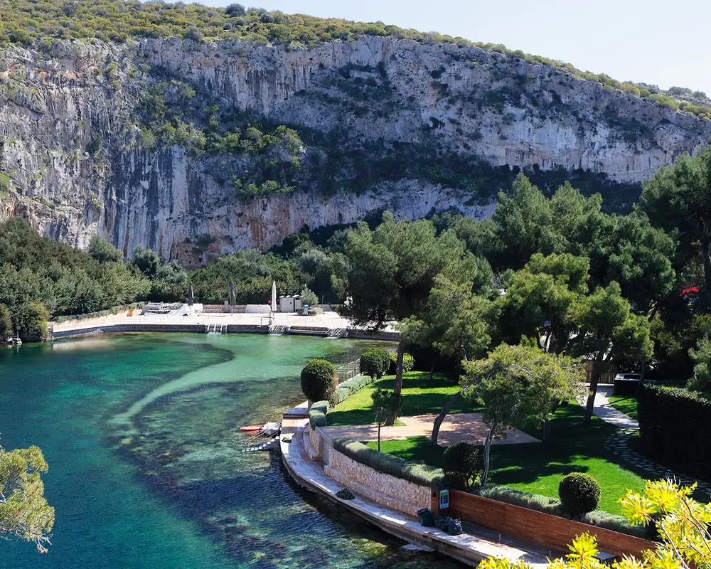 Lake Vouliagmeni the heart of the Athenian Riviera in Greece