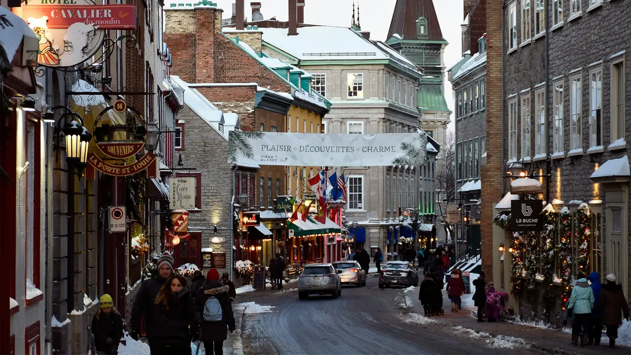 A winter street in Quebec