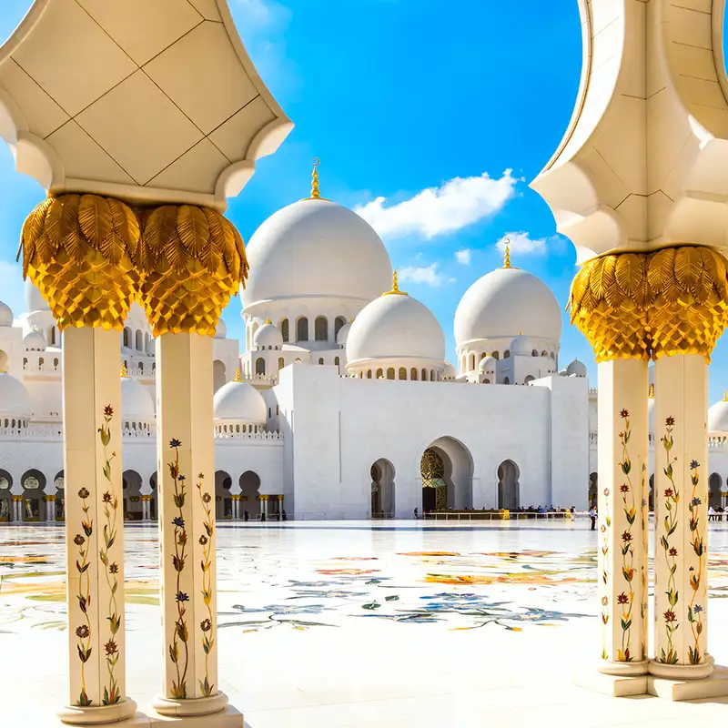 A View of the Sheikh Zayed Grand Mosque in Abu Dhabi