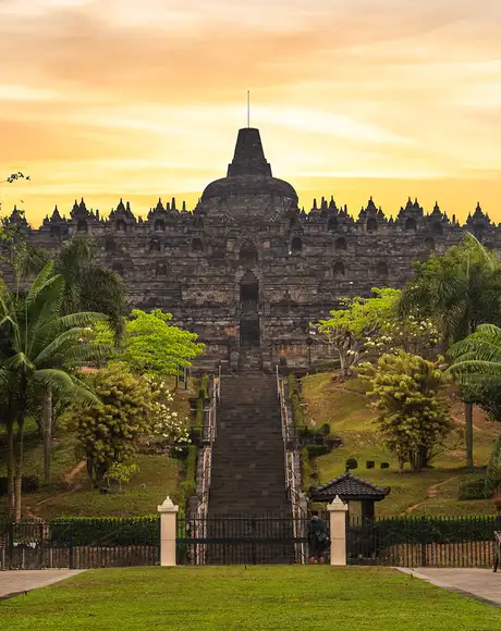 A View of Borobudur Temple in Java, Indonesia