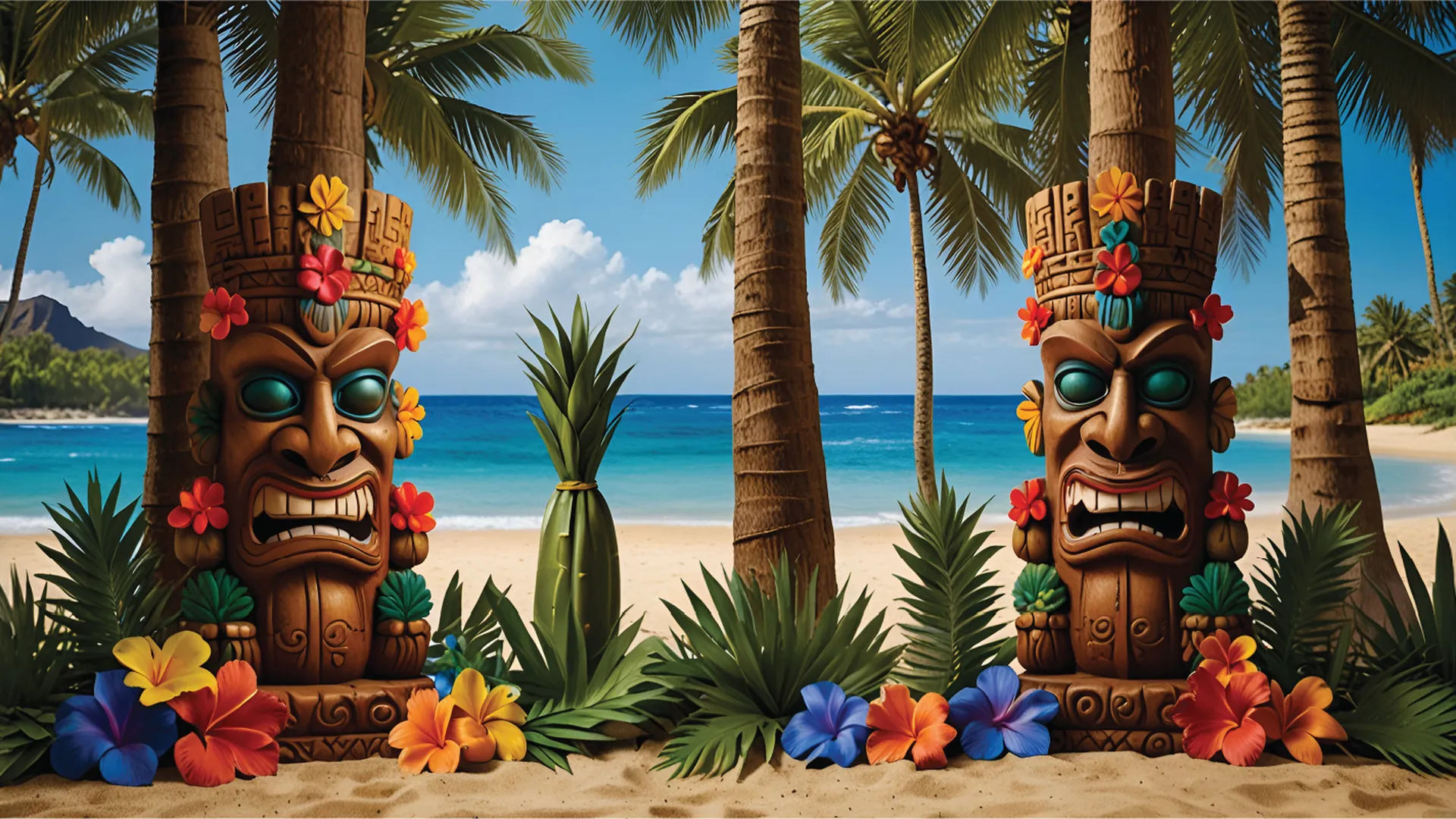 Beach tiki Hawaii background