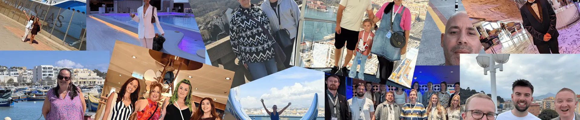 Collage of Holiday photos of Cruise Nation Employees