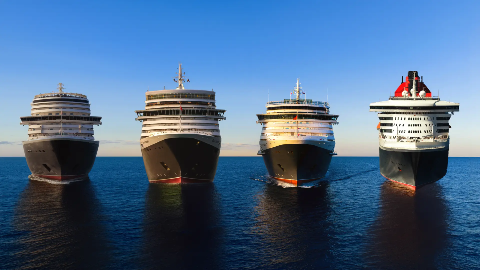 A View of all 4 Cunard ships at sea