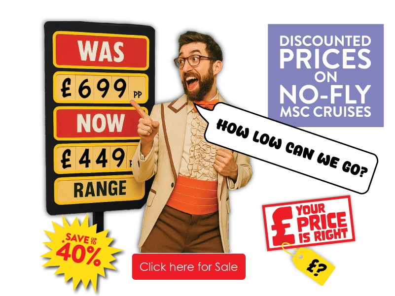 Deal nerd in funky suit, pointing to deal was £699 now £449