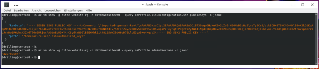 Das Ermitteln des für die angegebene VM konfigurierten admin-Users