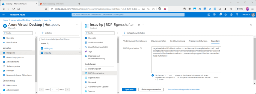 Die für den WebAccess benötigte RDP-Eigenschaft