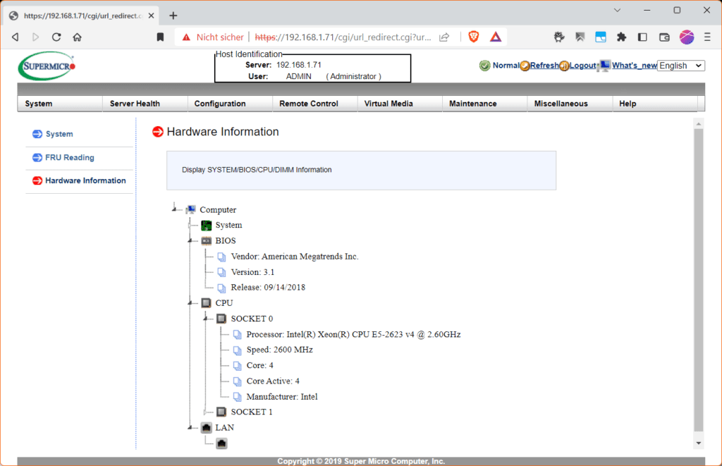 Das Abrufen von Hardwareinformationen.