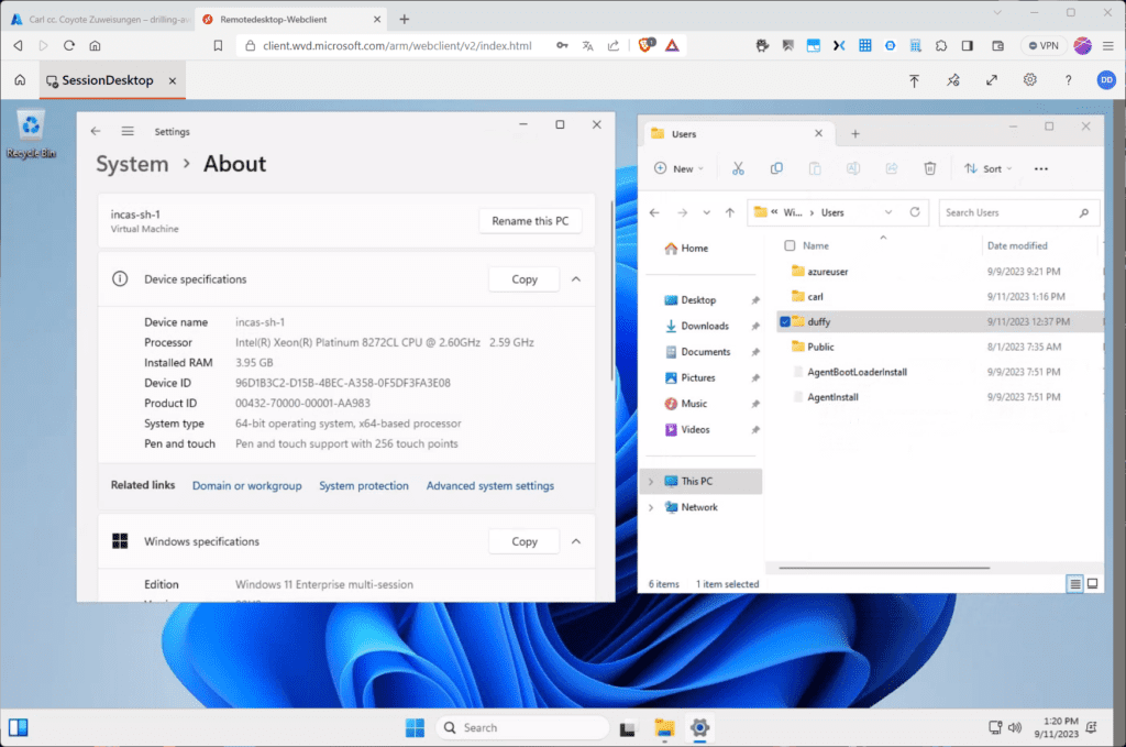 Zwei Sitzungen auf dem gleichen Sitzungshost mit Windows-11