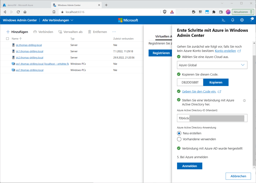 Nachdem die Verbindung zu einem Azure Ad erstell wurde, können Sie sich anmelden.