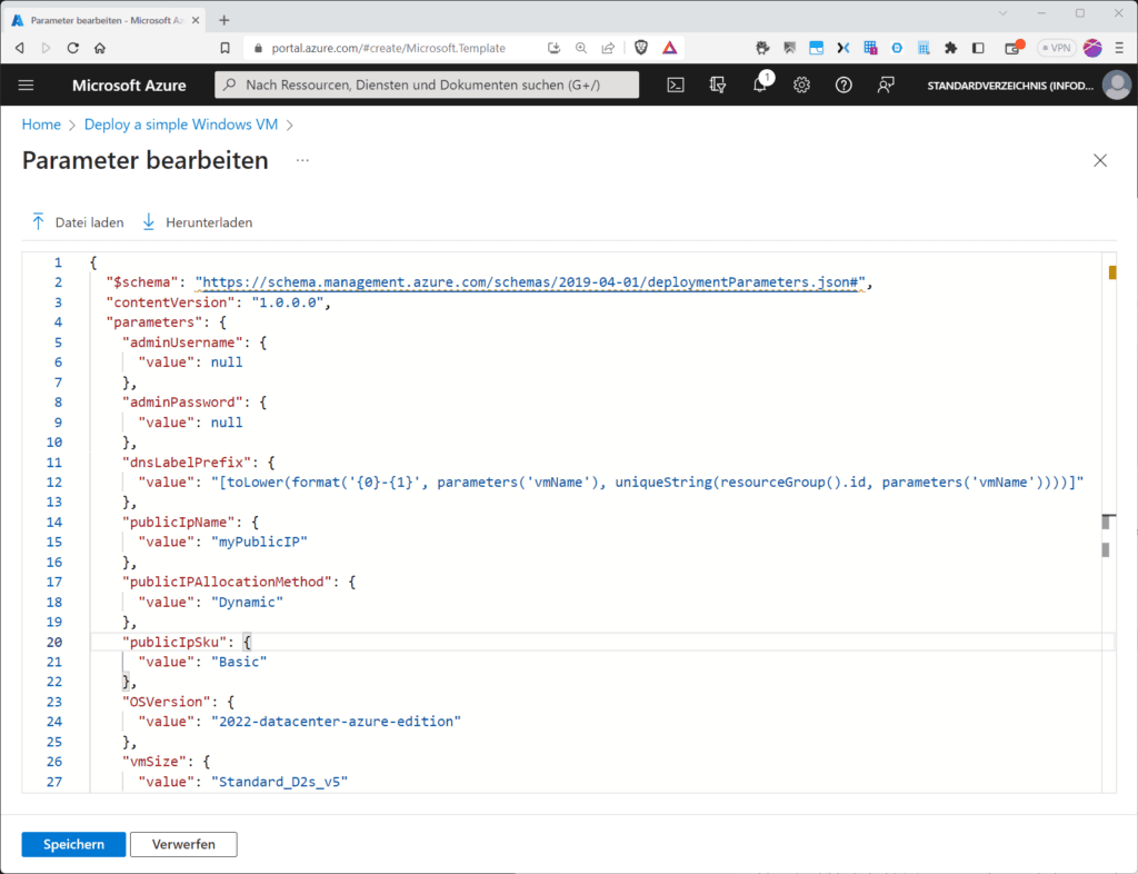 Das Bearbeiten des „parameters“-Files.