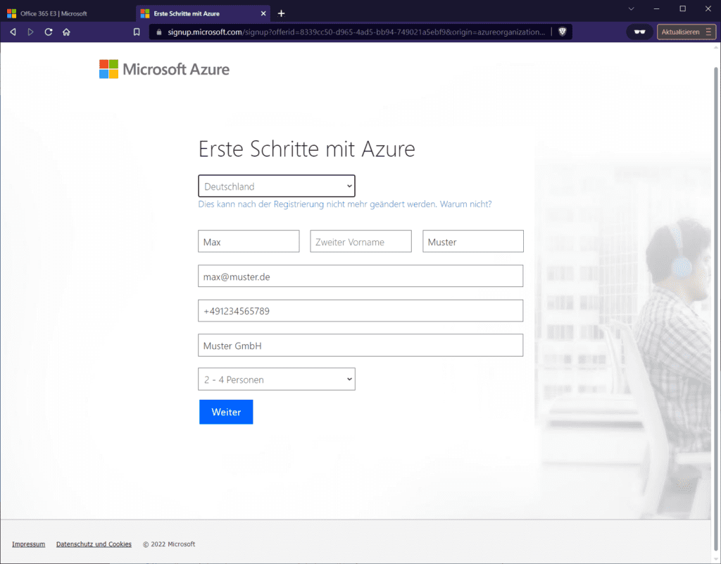 Das Anlegen eines Azure-AD-Tenants aus dem Azure-Erste-Schritte-Assistenten.