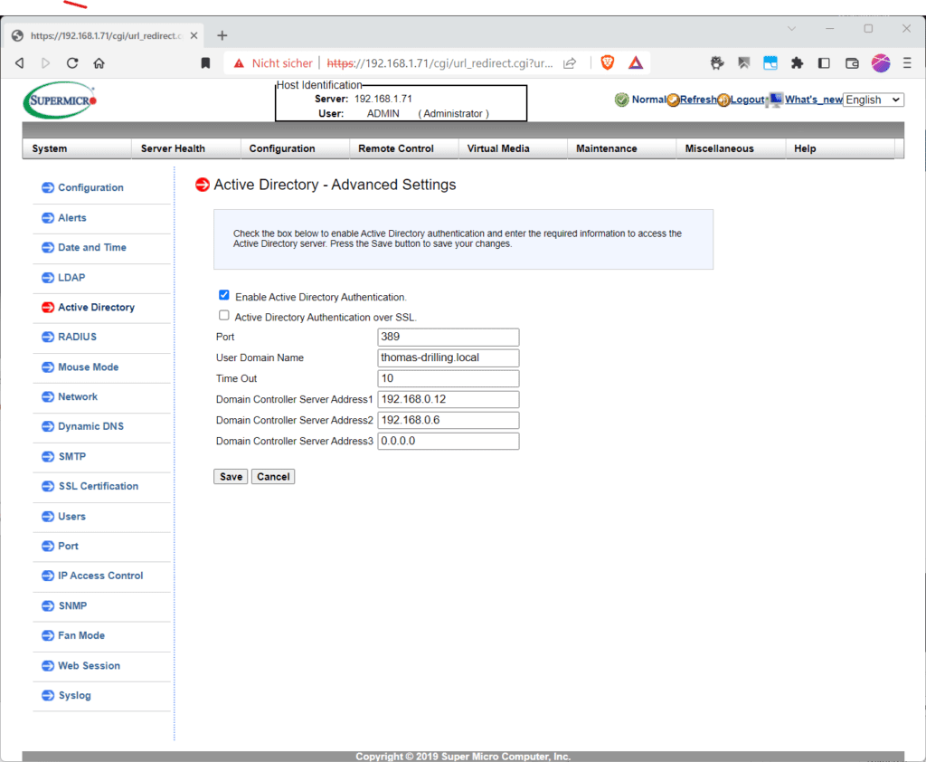 Das Einbinden eines Active Directory.