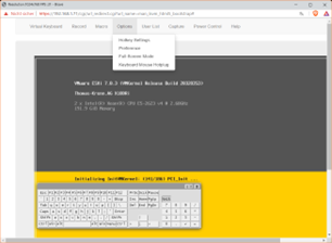 Das Booten eines ESXi-Servers per Fernsteuerung mit virtuellem Keyboard.