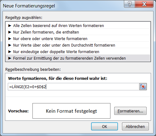 Beim Betätigen der Pfeil-Tasten erscheint eine Zelladresse.
