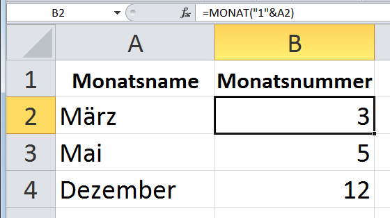 Diese Excel-Formel wandelt Monatsnamen um