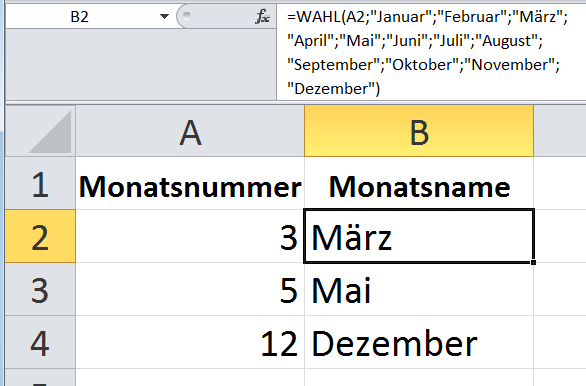 Die Formel wandelt die Zahl 