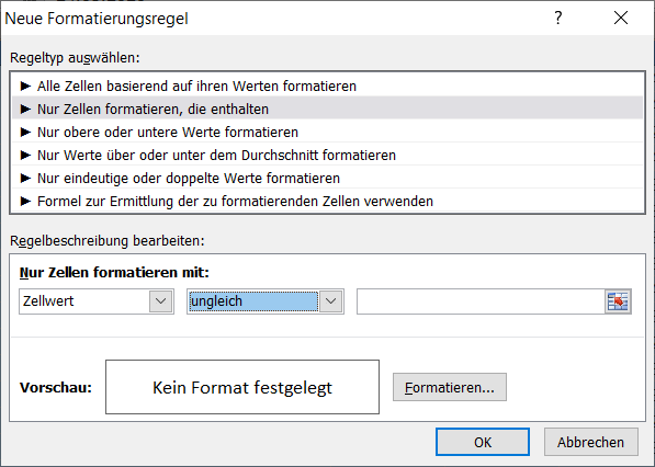 Die Regelbeschreibung formulieren