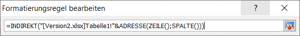 Die Formel prüft auf Abweichungen zweier Zellen in unterschiedlichen Mappen