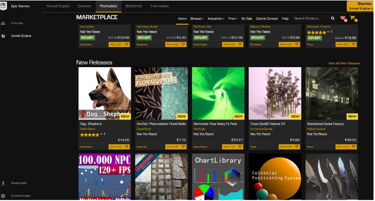 Epic bietet mit dem Marketplace die Möglichkeit die Unreal Engine mit bisherigen Programmen zu verbinden