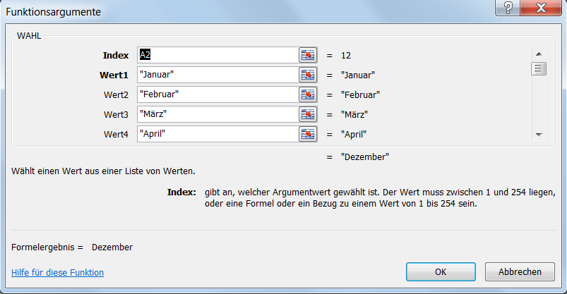 Die Formel im Fenster 