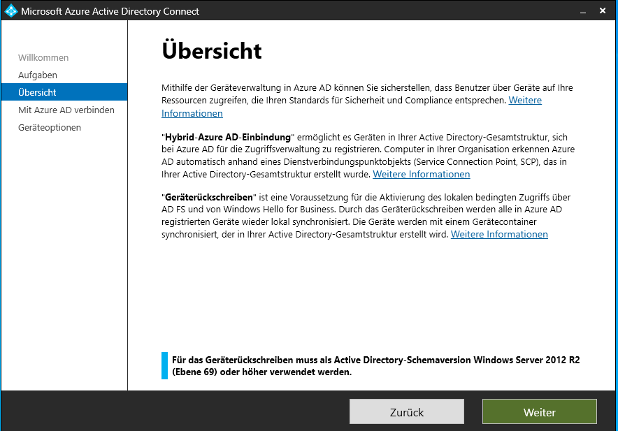 Die Geräte-Optionen im Azure AD.