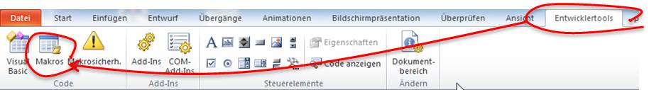 Makroübersicht aufrufen