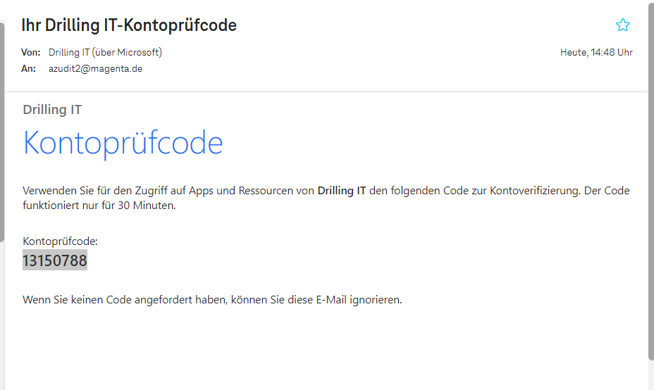 Das Verifizieren des Prüfcodes