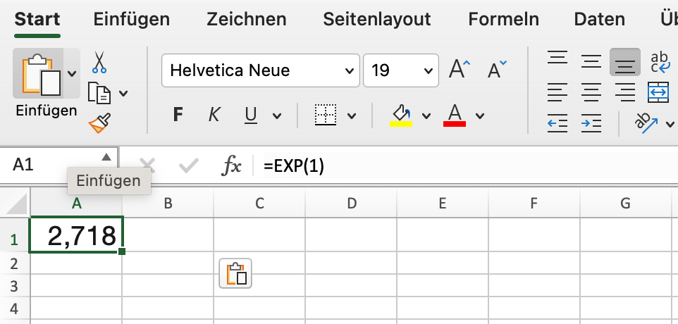 Die Funktion in einer Excel Tabelle