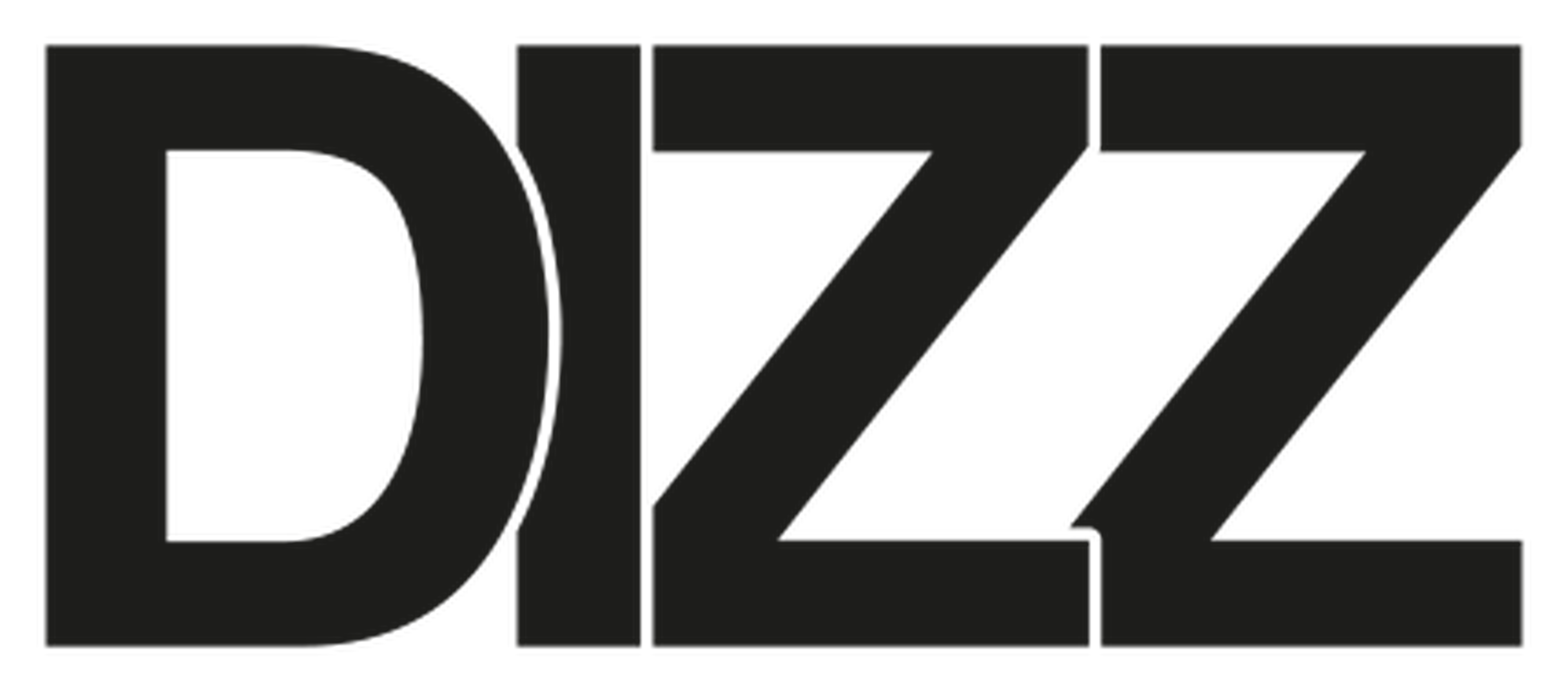 The image shows the word "DIZZ" in bold, black, uppercase letters on a transparent background.