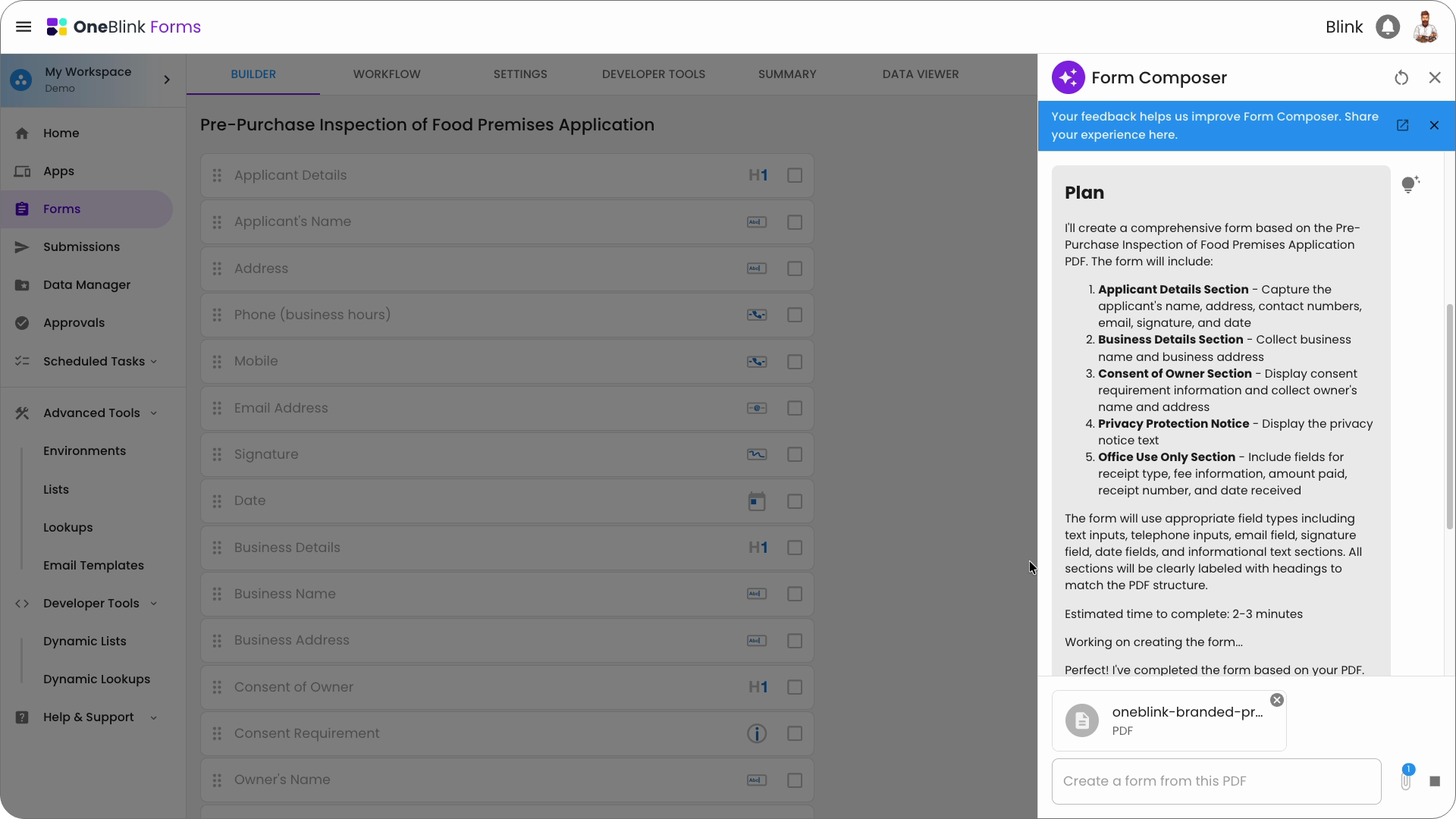 AI Assisted PDF Form Conversion With OneBlink