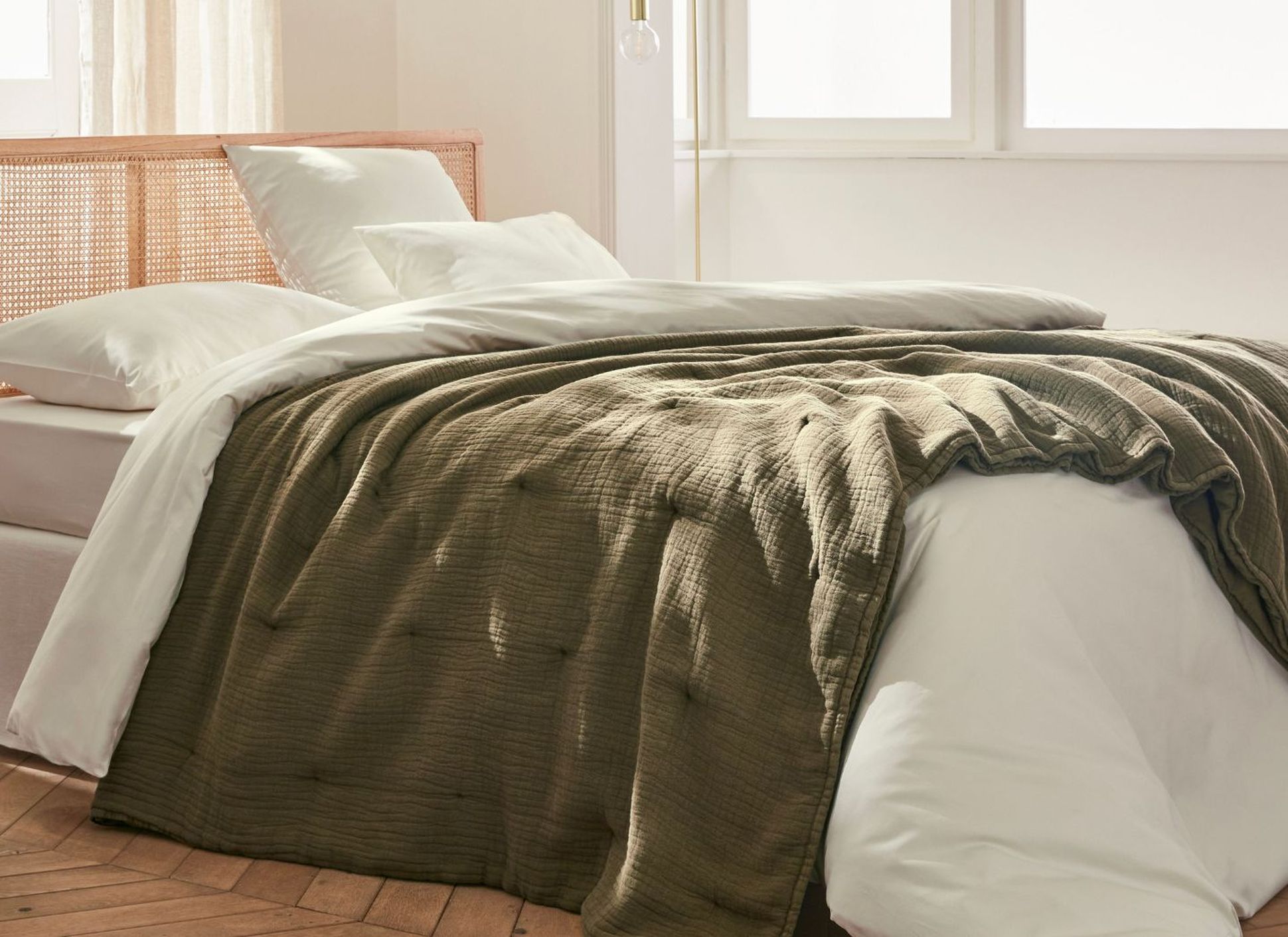 Couvre-lit Matelassé Motif Plaid/rayures - Taille 150x200 Cm, Coton Réversible - Pour Lit, Canapé, Décor